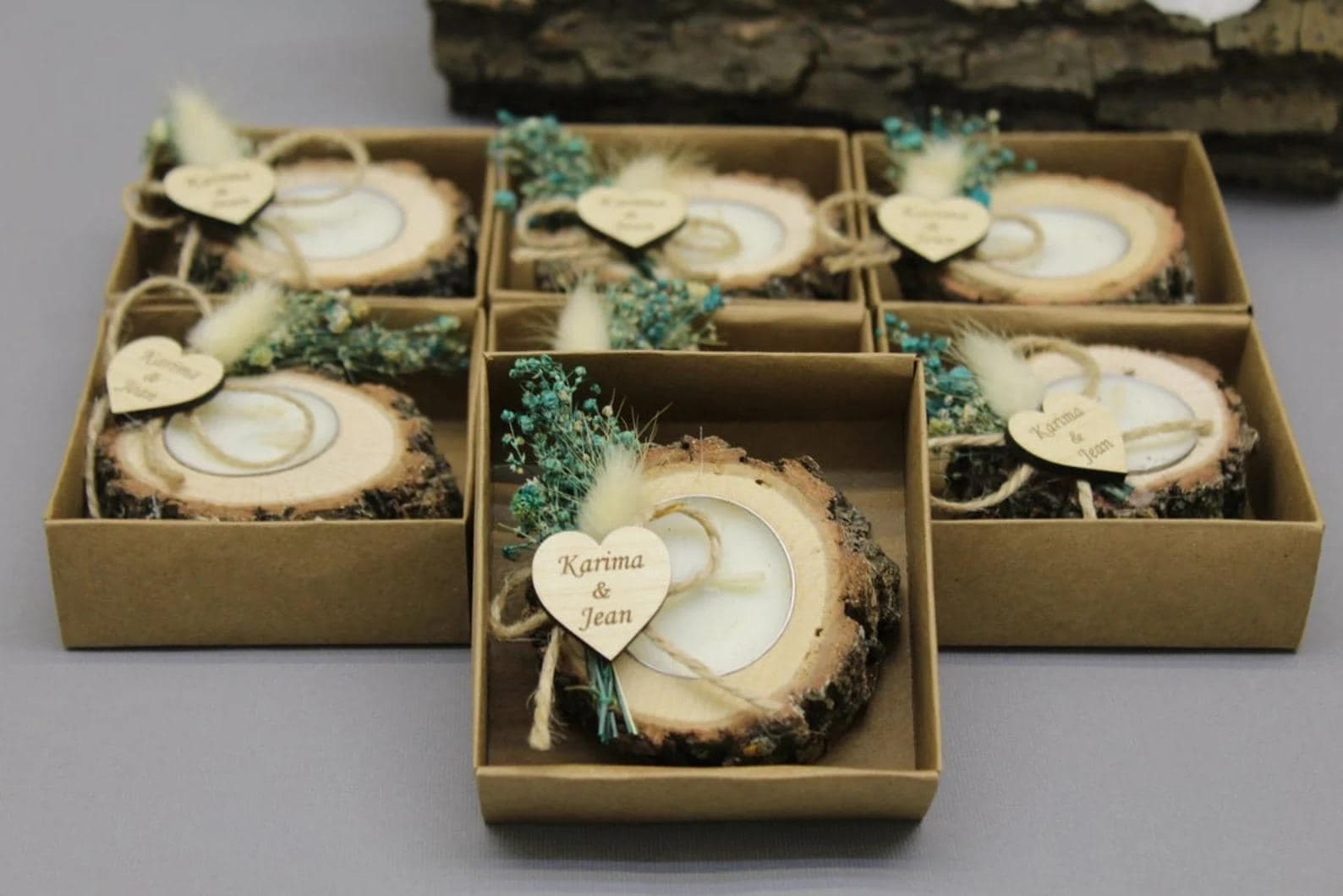 Personalised Wooden Tealight Favour — handmade by Butterflyy Shop