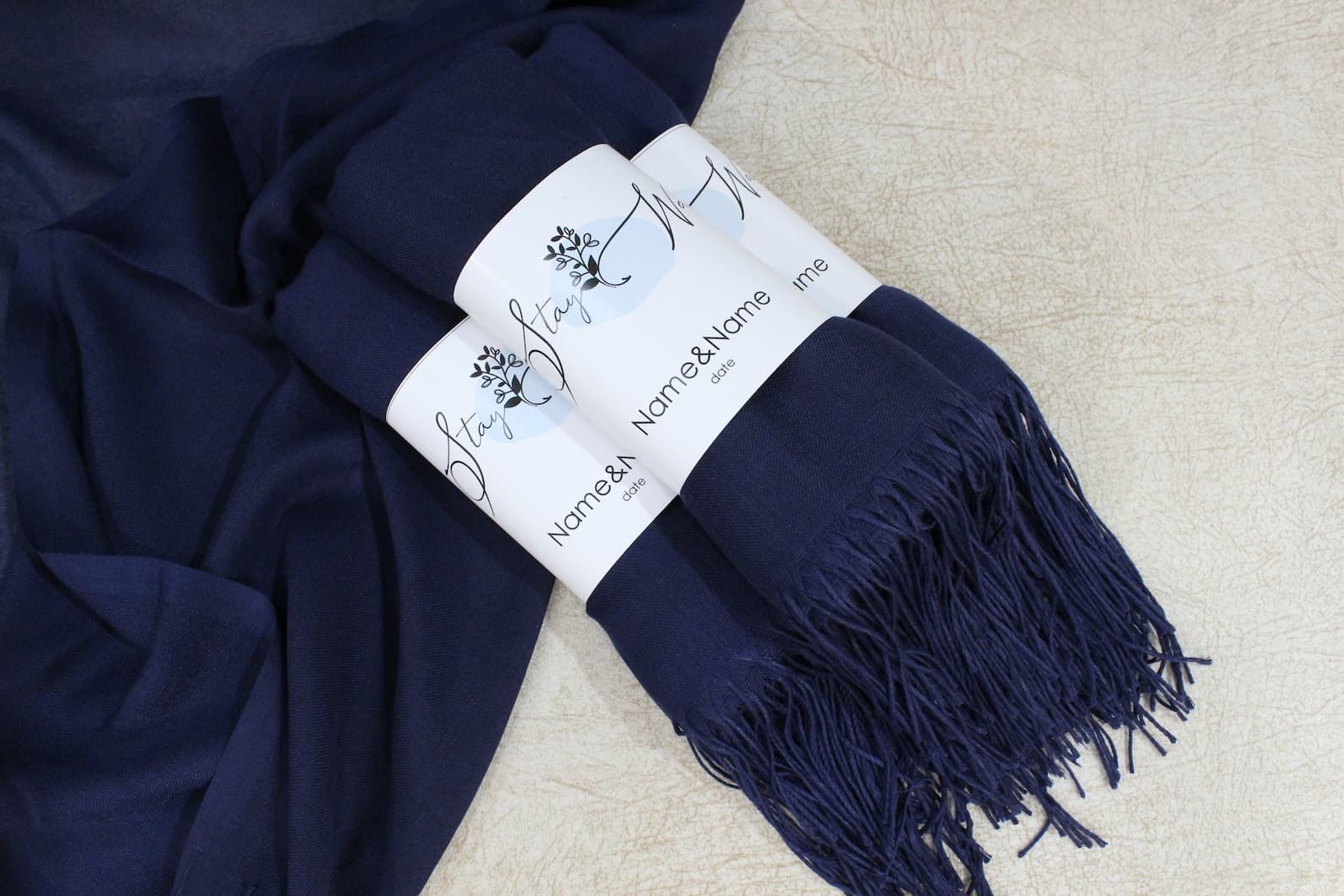 Navy Pashmina Shawl Wedding Favour — handmade by Butterflyy Shop