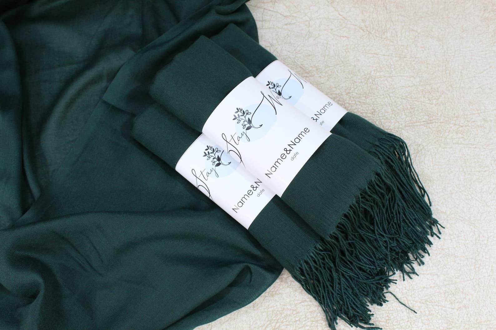 Forest Green Pashmina Shawl Wedding Favour — handmade by Butterflyy Shop