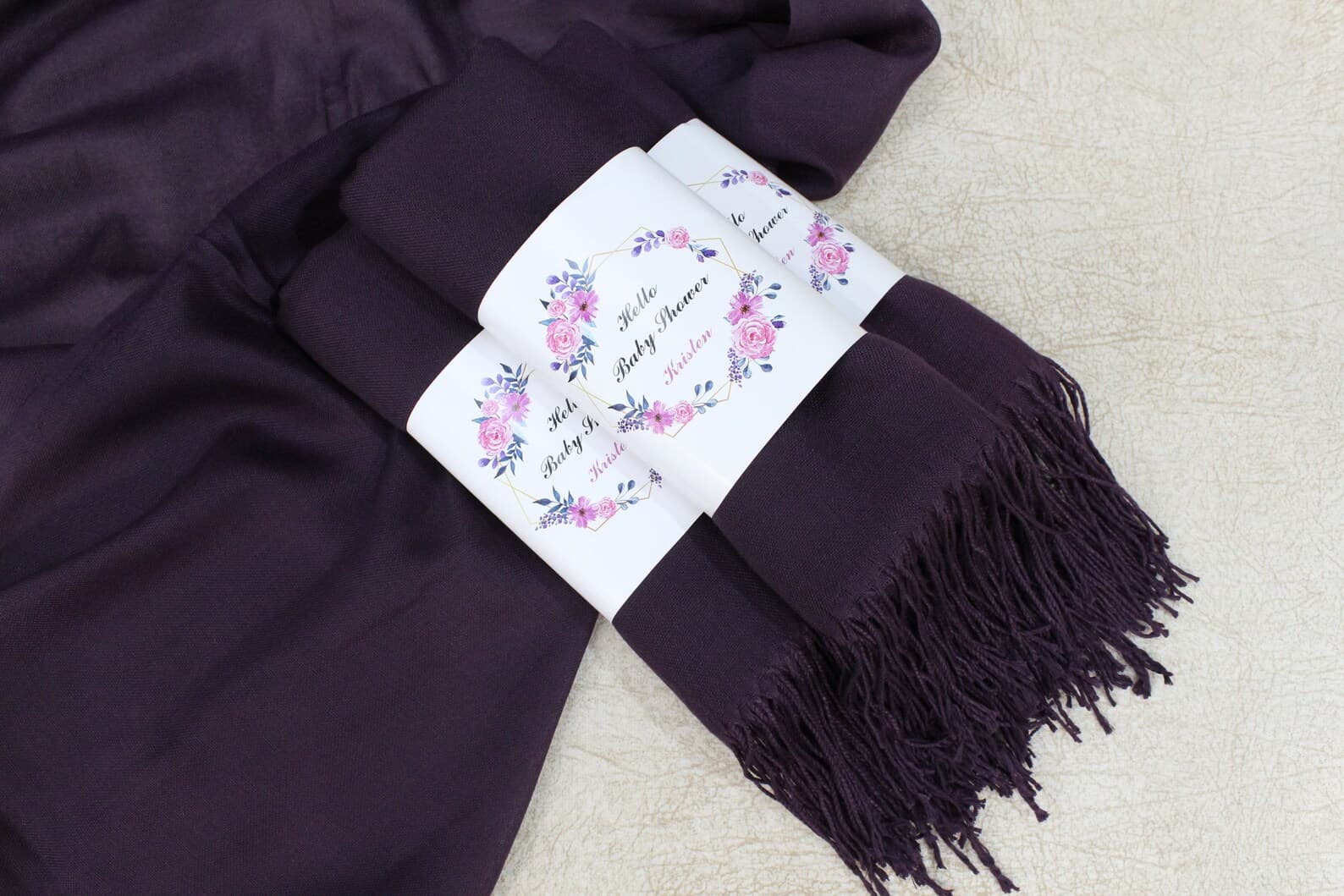 Purple Pashmina Shawl Wedding Favour — handmade by Butterflyy Shop